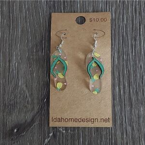 NEW Pineapple 🍍 Print Flip Flop Sandal Earrings